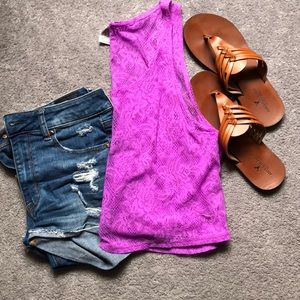 Purple lace crop tank top